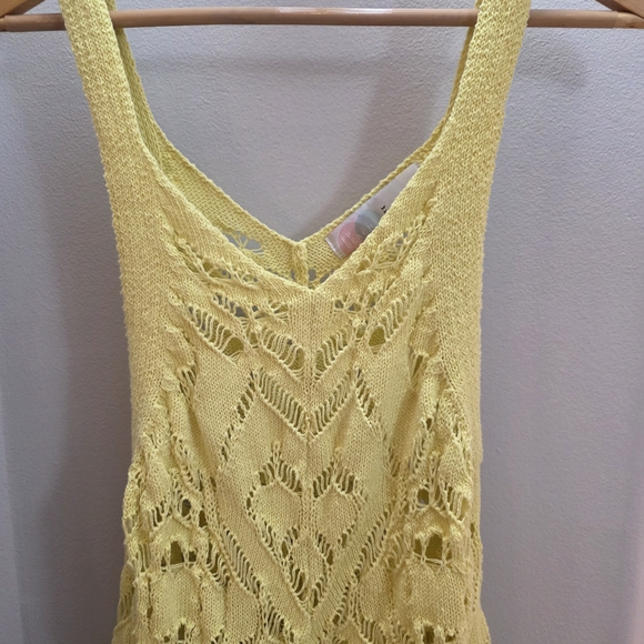 FP Beach Bianca Midi Yellow Crochet Beach Cover-Up Dress Medium Free People - Picture 3 of 9